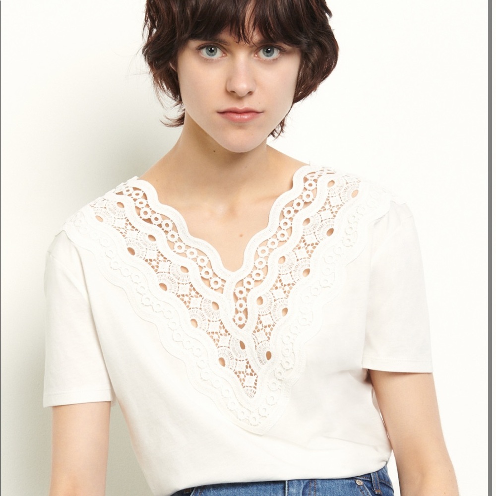Sandro Cotton t-shirt with embroidery